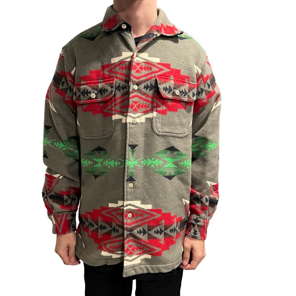 Daniel Cremieux Button Front Long Sleeve Aztec Shacket Shirt Top size Small